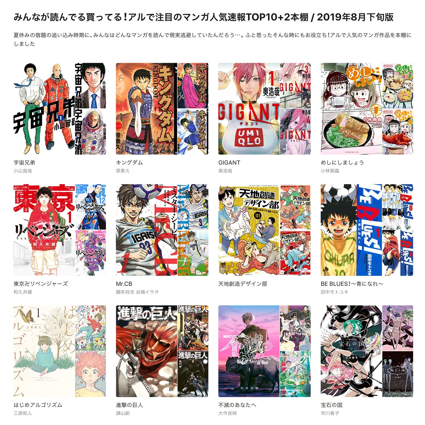 みんなが読んでる買ってる アルで注目のマンガ人気速報top10 2 2019