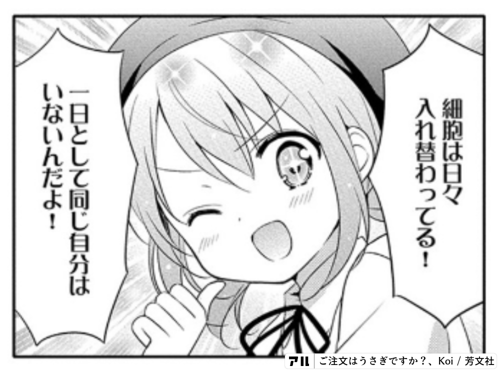 細胞は日々入れ替わってる 一日として同じ自分はいないんだよ ご注文はうさぎですか アル