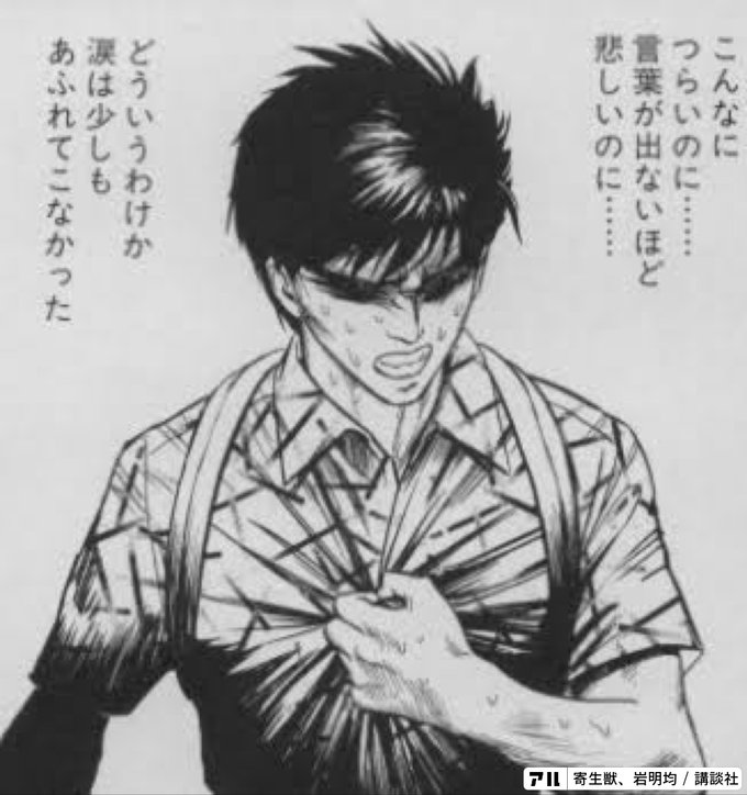 こんなにつらいのに 言葉が出ないほど悲しいのに どういうわけか涙は少しもsられてこなかった 寄生獣 アル