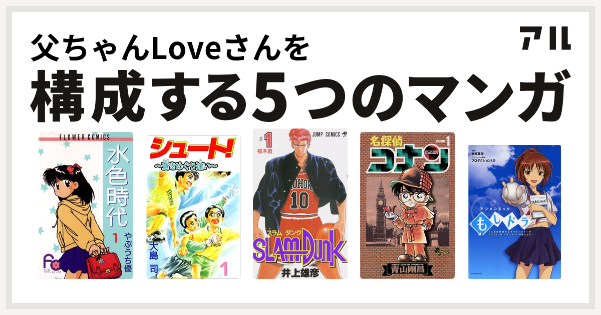 父ちゃんloveさんを構成するマンガは水色時代 シュート Slam Dunk スラムダンク 名探偵コナン アニメコミック もしドラ もし高校野球の女子マネージャーがドラッカーの マネジメント を読んだら 私を構成する5つのマンガ アル