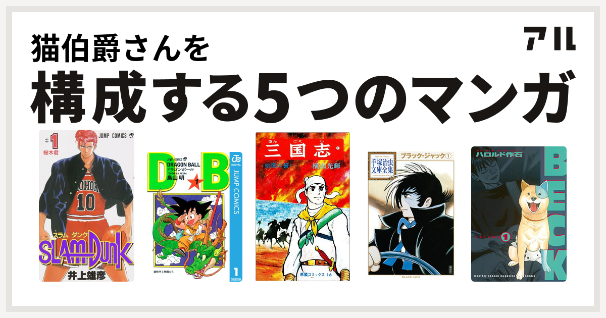 猫伯爵さんを構成するマンガはslam Dunk スラムダンク ドラゴンボール 三国志 ブラック ジャック Beck 私を構成する5つのマンガ アル