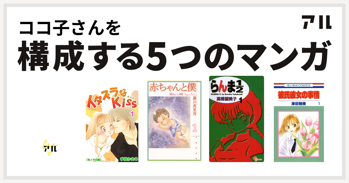 ココ子さんを構成するマンガはキャンディ キャンディ イタズラなkiss 赤ちゃんと僕 らんま1 2 彼氏彼女の事情 私を構成する5つのマンガ アル