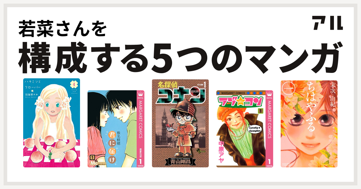 若菜さんを構成するマンガはハチミツとクローバー 君に届け 名探偵コナン ラブ コン ちはやふる 私を構成する5つのマンガ アル