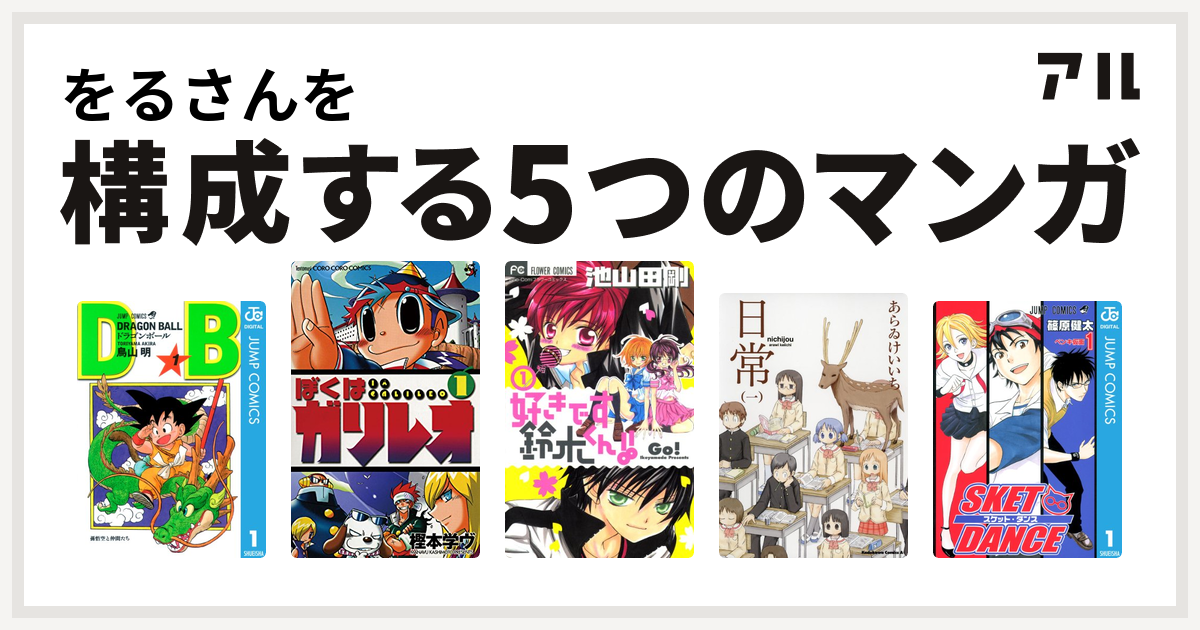 をるさんを構成するマンガはドラゴンボール ぼくはガリレオ 好きです鈴木くん 日常 Sket Dance 私を構成する5つのマンガ アル