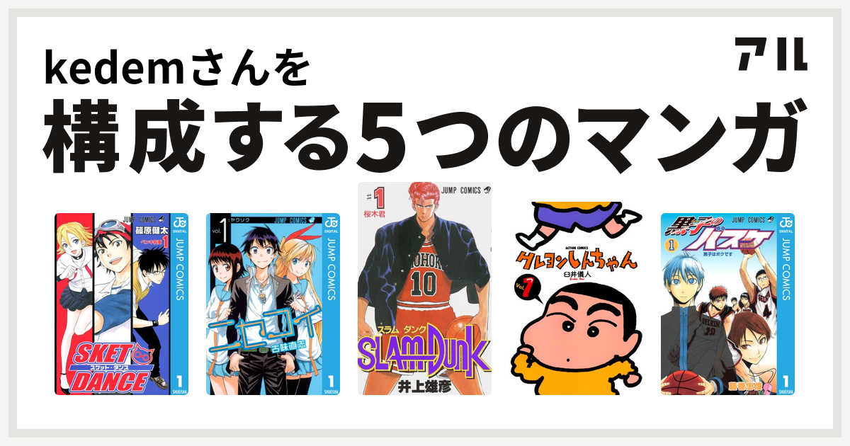 Kedemさんを構成するマンガはsket Dance ニセコイ Slam Dunk スラムダンク クレヨンしんちゃん 黒子のバスケ 私を構成する5つのマンガ アル