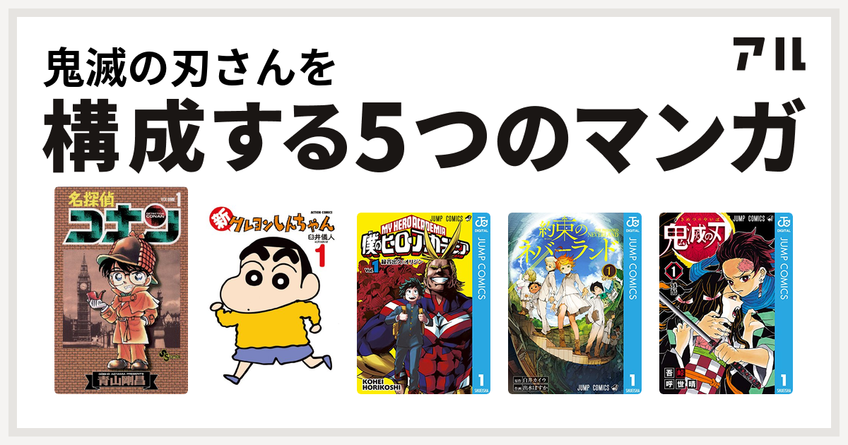 鬼滅の刃さんを構成するマンガは名探偵コナン 新クレヨンしんちゃん 僕