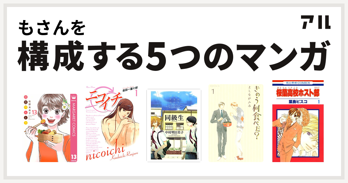 もさんを構成するマンガは日日 にちにち べんとう ニコイチ 同級生 きのう何食べた 桜蘭高校ホスト部 私を構成する5つのマンガ アル