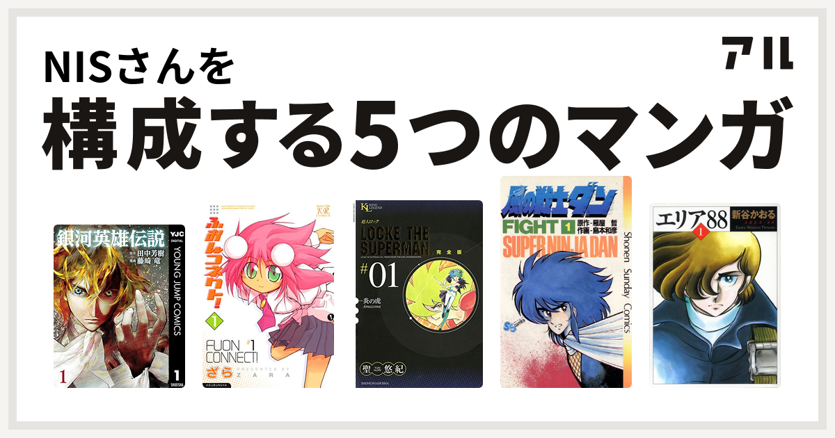 Nisさんを構成するマンガは銀河英雄伝説 ふおんコネクト 超人ロック 風の戦士ダン エリア 私を構成する5つのマンガ アル