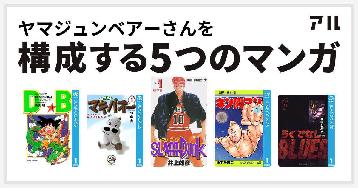 ヤマジュンベアーさんを構成するマンガはドラゴンボール みどりのマキバオー Slam Dunk スラムダンク キン肉マン ろくでなしblues 私を構成する5つのマンガ アル