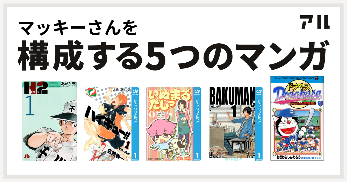 マッキーさんを構成するマンガはh2 ハイキュー いぬまるだしっ バクマン ドラベース ドラえもん超野球 スーパーベースボール 外伝 私を構成する5つのマンガ アル