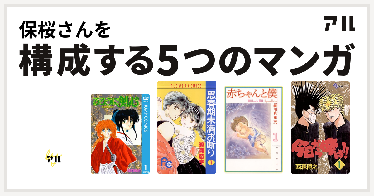 保桜さんを構成するマンガはデビルマン るろうに剣心 明治剣客浪漫譚 思春期未満お断り 赤ちゃんと僕 今日から俺は 私を構成する5つのマンガ アル