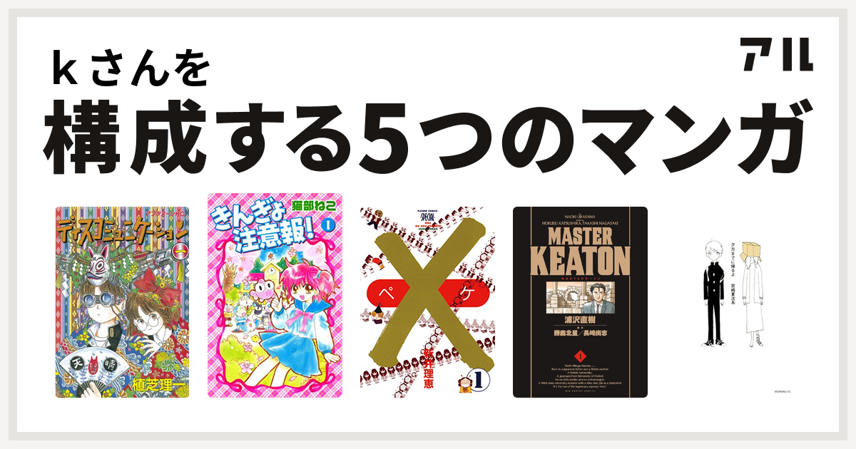 ｋさんを構成するマンガはディスコミュニケーション きんぎょ注意報 ペケ Masterキートン 夕方までに帰るよ 私を構成する5つのマンガ アル