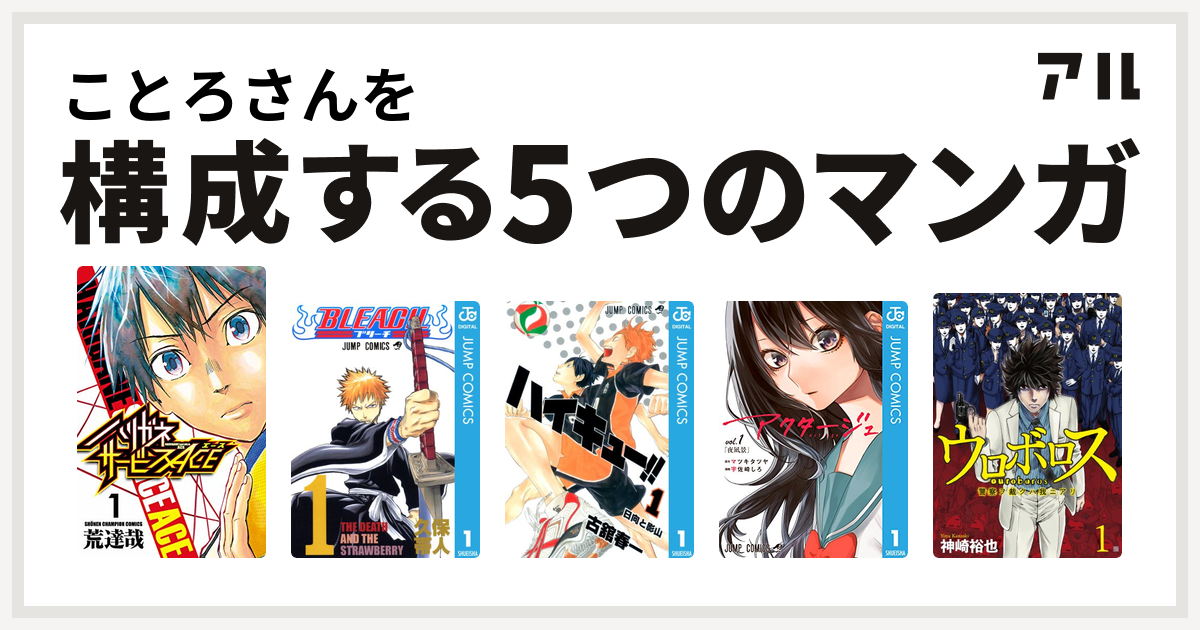 ことろさんを構成するマンガはハリガネサービスace Bleach ハイキュー アクタージュ Act Age ウロボロス 警察ヲ裁クハ我ニアリ 私を構成する5つのマンガ アル