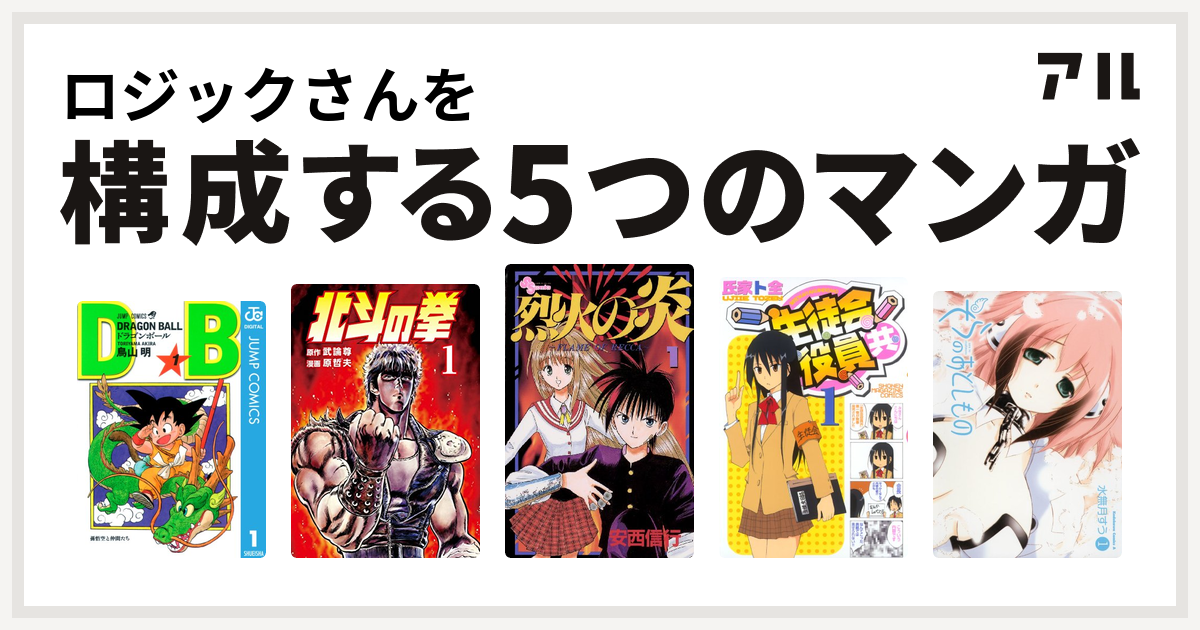 ロジックさんを構成するマンガはドラゴンボール 北斗の拳 烈火の炎 生徒会役員共 そらのおとしもの 私を構成する5つのマンガ アル