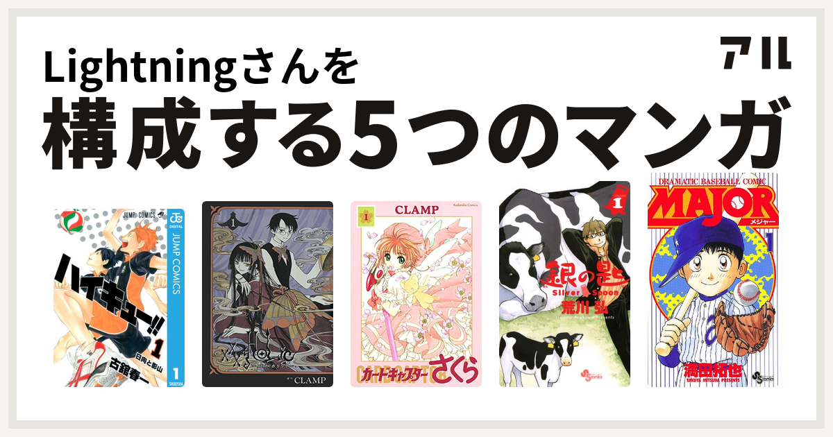 Lightningさんを構成するマンガはハイキュー Xxxholic カードキャプターさくら 銀の匙 Silver Spoon Major 私を構成する5つのマンガ アル