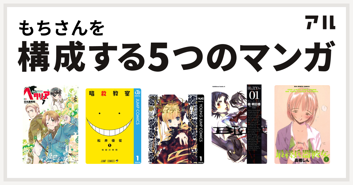 もちさんを構成するマンガはヘタリア Axis Powers 暗殺教室 ローゼンメイデン Blood 最終兵器彼女 私を構成する5つのマンガ アル