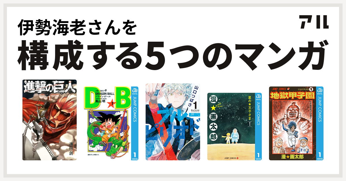 伊勢海老さんを構成するマンガは進撃の巨人 ドラゴンボール ブルーピリオド 星の王子さま 地獄甲子園 私を構成する5つのマンガ アル