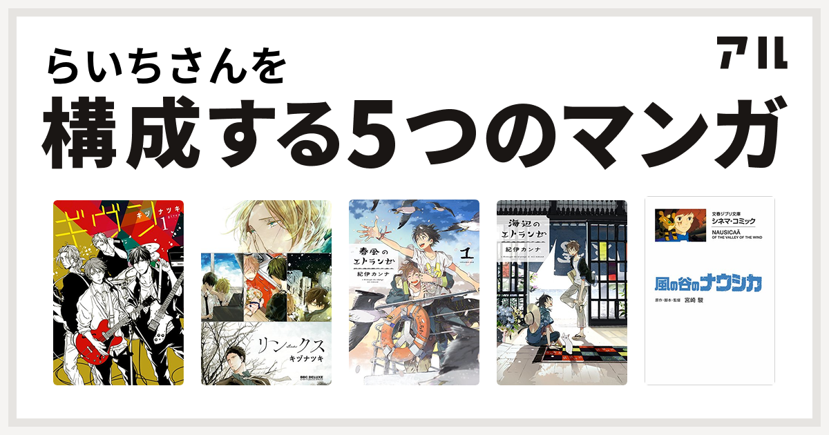 らいちさんを構成するマンガはギヴン リンクス 春風のエトランゼ 海辺のエトランゼ 風の谷のナウシカ 私を構成する5つのマンガ アル