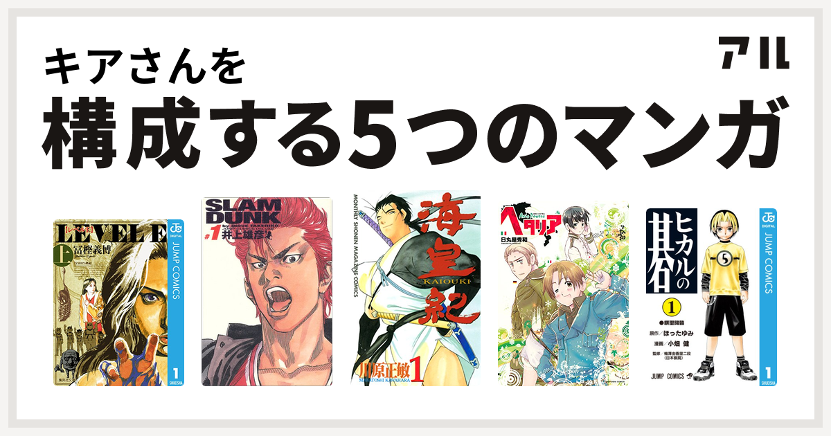 キアさんを構成するマンガはレベルe Slam Dunk スラムダンク 完全版 海皇紀 ヘタリア Axis Powers ヒカルの碁 私を構成する5つのマンガ アル