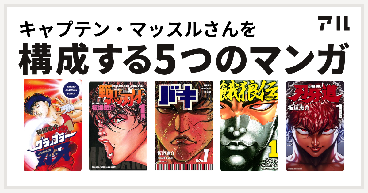 キャプテン・マッスルさんを構成するマンガはグラップラー刃牙 範馬刃牙 バキ 餓狼伝 刃牙道 - 私を構成する5つのマンガ | アル