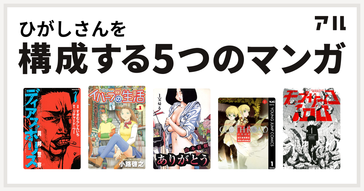 ひがしさんを構成するマンガはディアスポリス 異邦警察 イハーブの生活 ありがとう Cloth Road モブサイコ100 私を構成する5つのマンガ アル