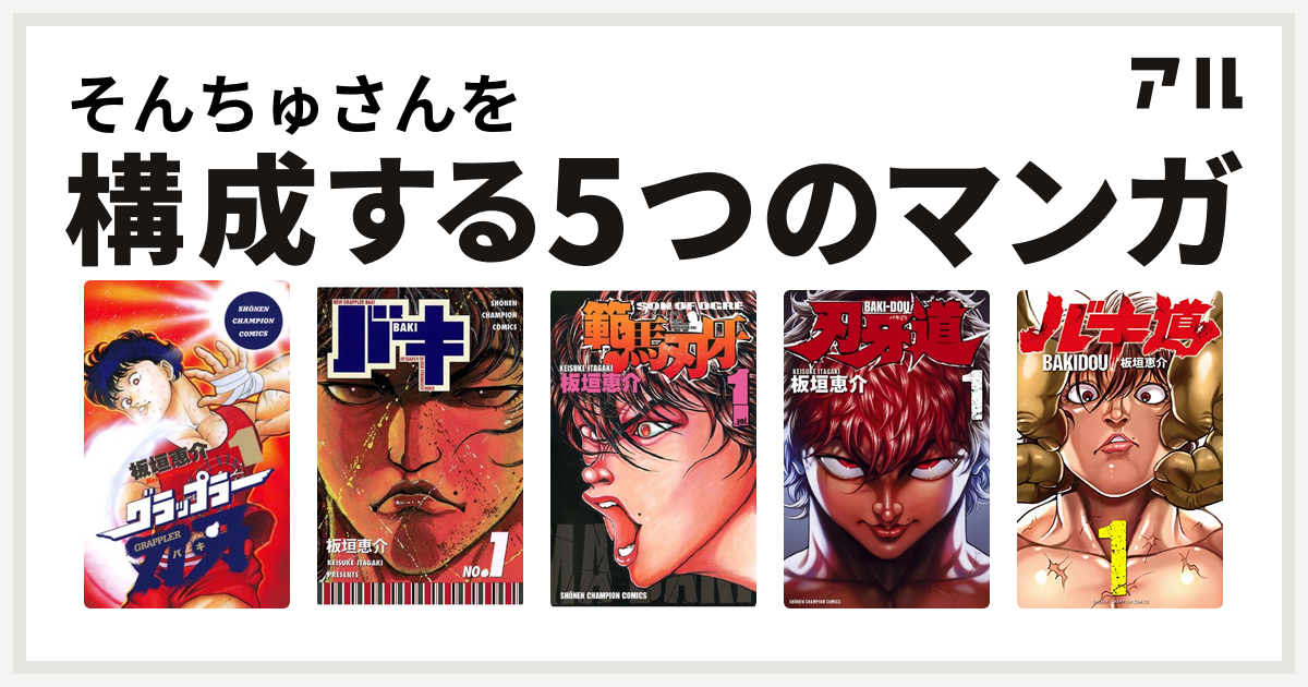 そんちゅさんを構成するマンガはグラップラー刃牙 バキ 範馬刃牙 刃牙道 バキ道 私を構成する5つのマンガ アル