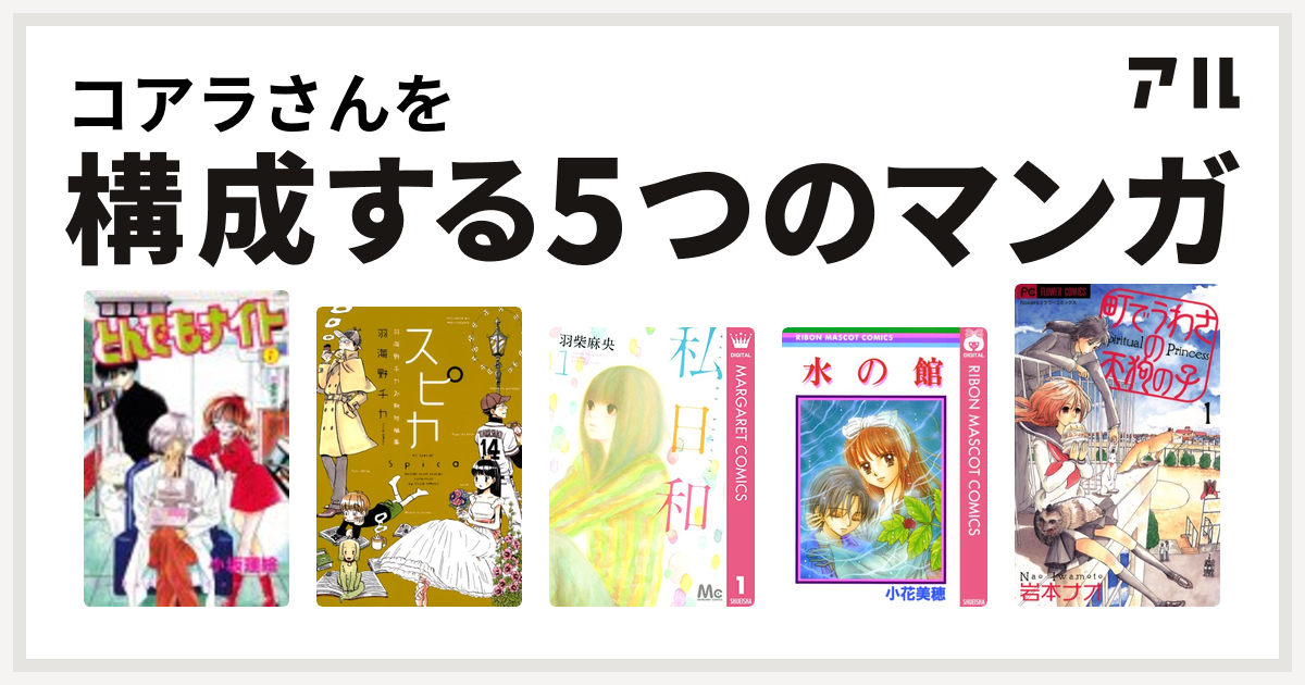 コアラさんを構成するマンガはとんでもナイト スピカ 羽海野チカ初期短編集 私日和 水の館 町でうわさの天狗の子 私を構成する5つのマンガ アル