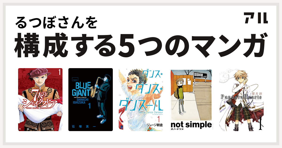 るつぼさんを構成するマンガは7人のシェイクスピア Non Sanz Droict Blue Giant ダンス ダンス ダンスール Not Simple Pandorahearts 私を構成する5つのマンガ アル