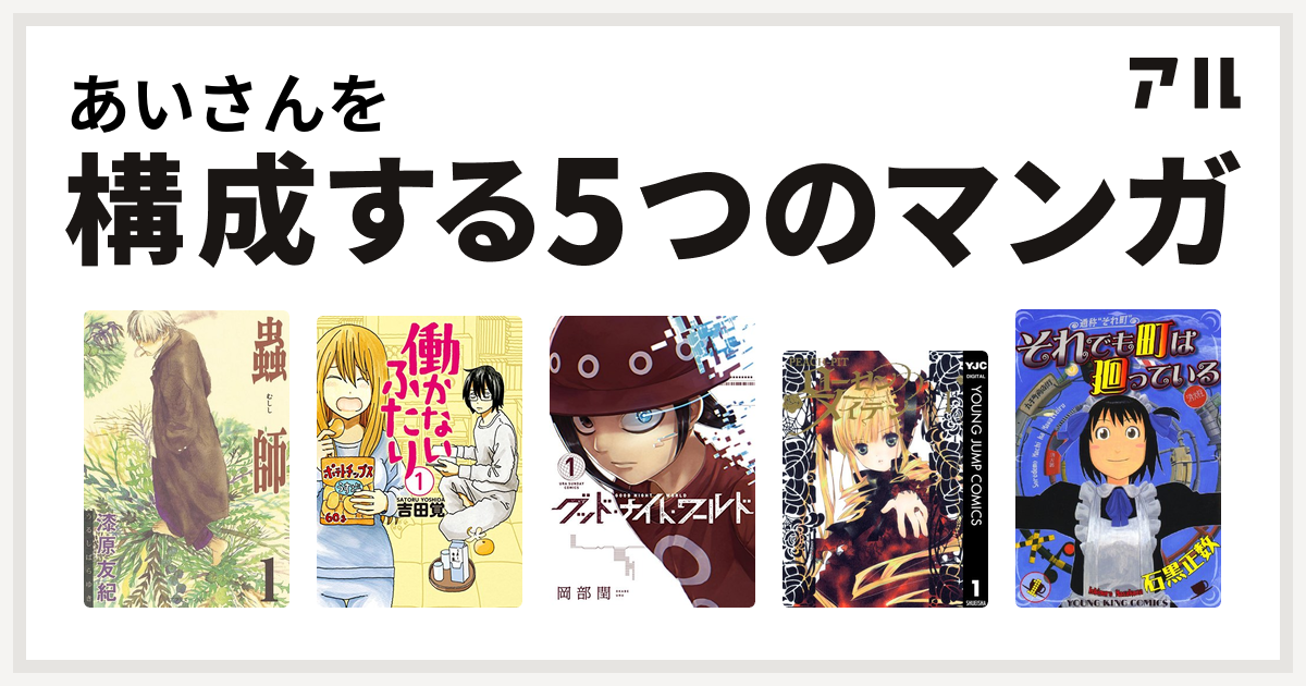 あいさんを構成するマンガは蟲師 働かないふたり グッド ナイト ワールド ローゼンメイデン それでも町は廻っている 私を構成する5つのマンガ アル