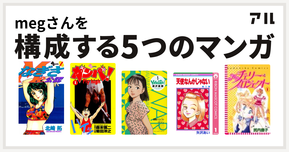 Megさんを構成するマンガはなぎさme公認 ガンバ Fly High Yawara 天使なんかじゃない Theチェリー プロジェクト 私を構成する5つのマンガ アル