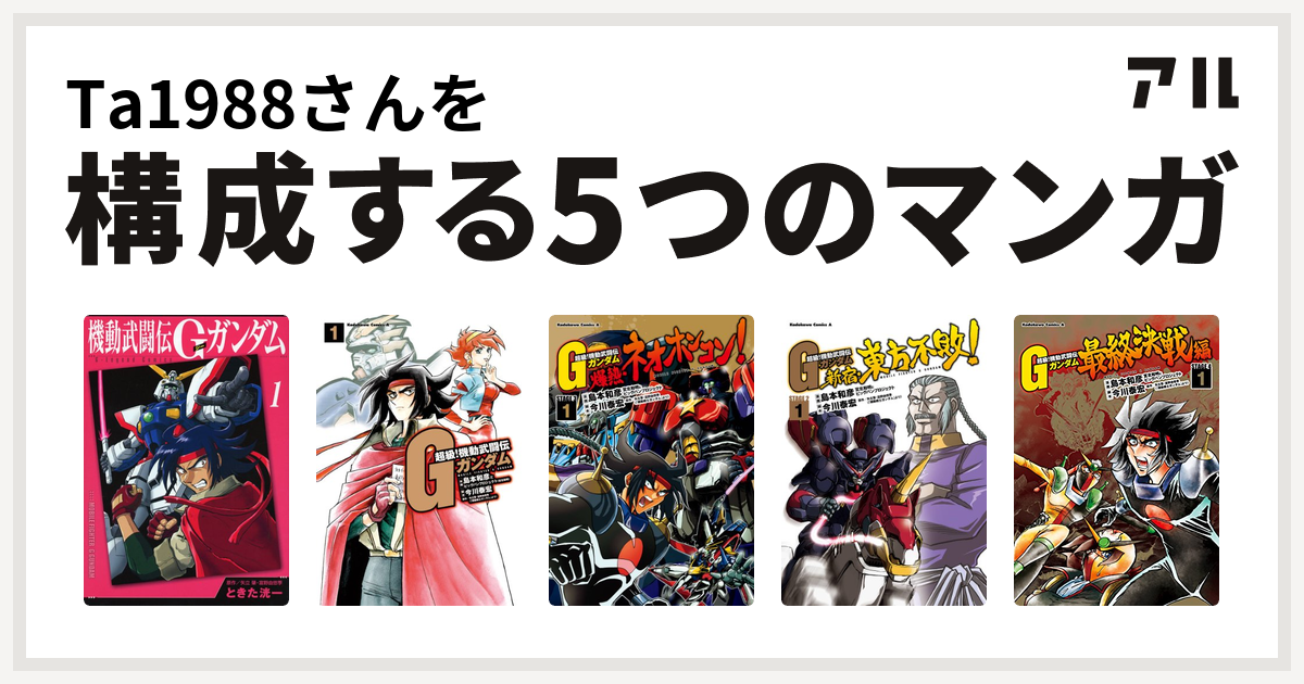 Ta19さんを構成するマンガは機動武闘伝gガンダム 超級 機動武闘伝gガンダム 超級 機動武闘伝gガンダム 爆熱 ネオホンコン 超級 機動武闘伝 Gガンダム 新宿 東方不敗 超級 機動武闘伝gガンダム 最終決戦編 私を構成する5つのマンガ アル