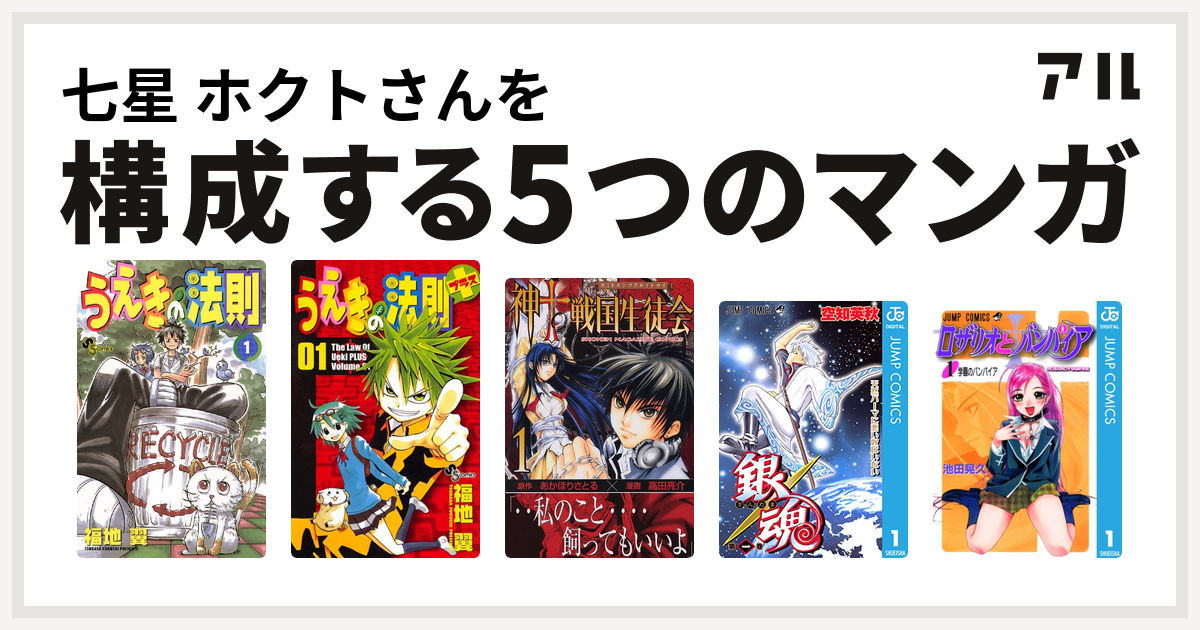 七星 ホクトさんを構成するマンガはうえきの法則 うえきの法則プラス 神to戦国生徒会 銀魂 ロザリオとバンパイア 私を構成する5つのマンガ アル