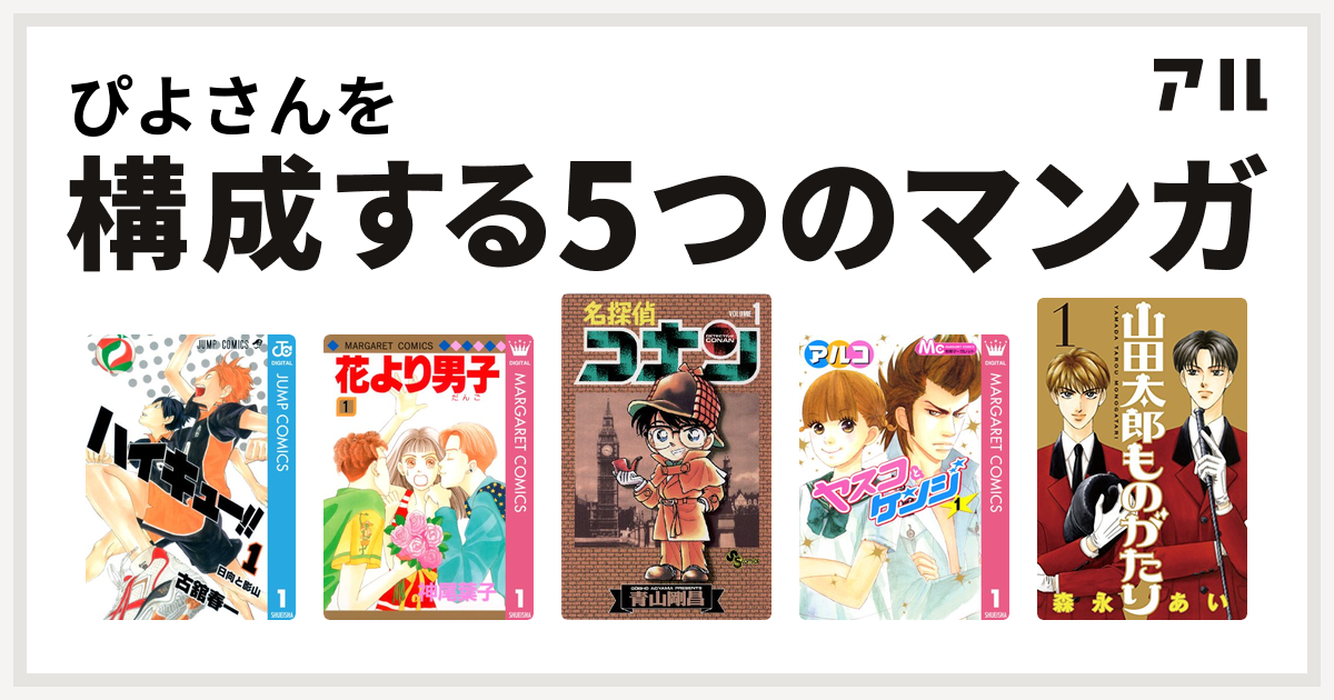 ぴよさんを構成するマンガはハイキュー 花より男子 名探偵コナン ヤスコとケンジ 山田太郎ものがたり 私を構成する5つのマンガ アル