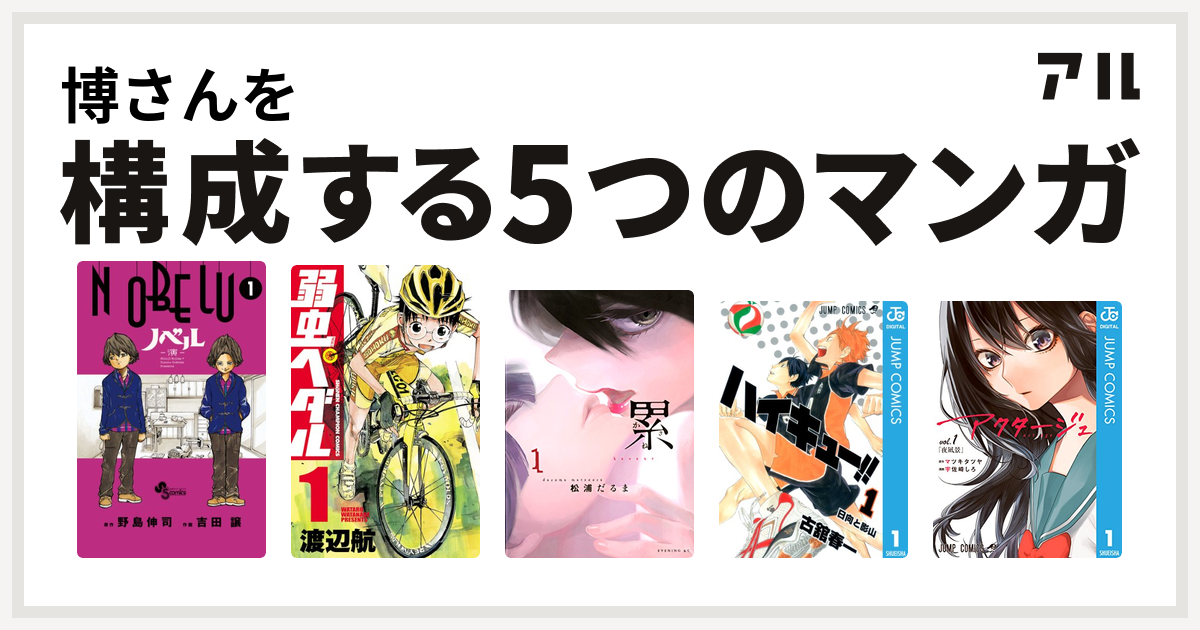 博さんを構成するマンガはnobelu 演 弱虫ペダル 累 ハイキュー アクタージュ Act Age 私を構成する5つのマンガ アル