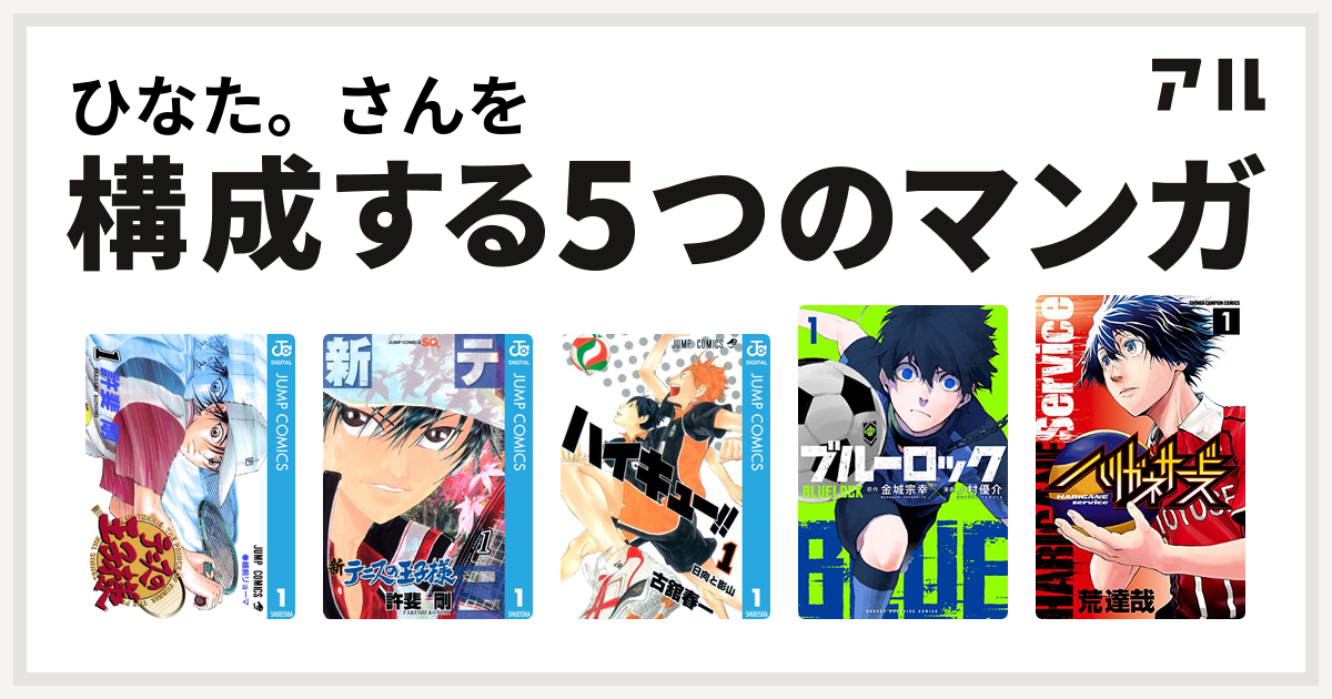 ひなた さんを構成するマンガはテニスの王子様 新テニスの王子様 ハイキュー ブルーロック ハリガネサービス 私を構成する5つのマンガ アル