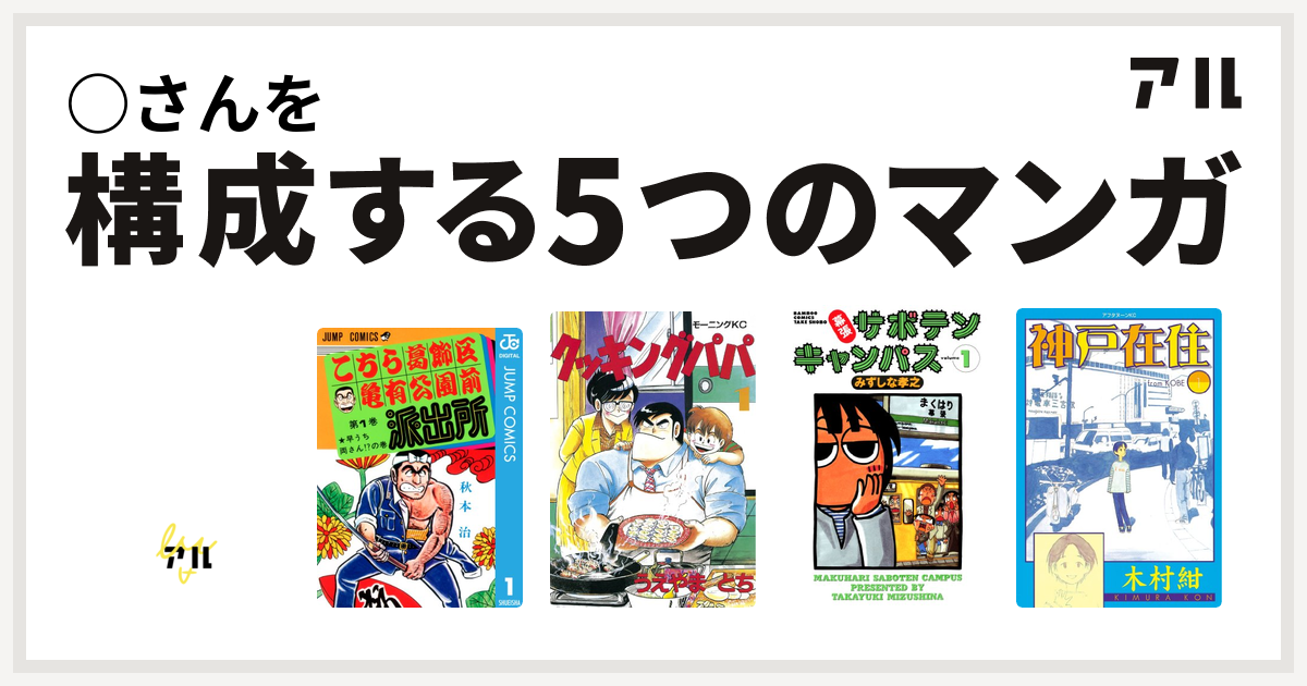 さんを構成するマンガはかっとばせ キヨハラくん こちら葛飾区亀有公園前派出所 クッキングパパ 幕張サボテンキャンパス 神戸在住 私を構成する5つのマンガ アル