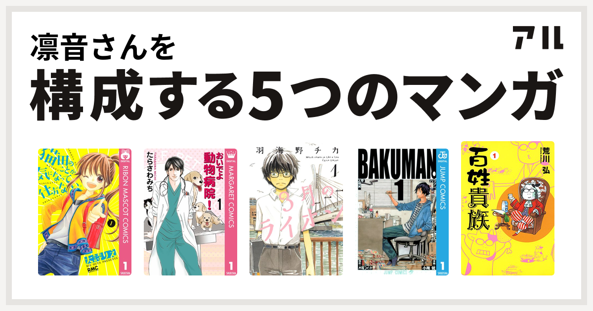 凛音さんを構成するマンガは猫田のことが気になって仕方ない おいでよ 動物病院 3月のライオン バクマン 百姓貴族 私を構成する5つのマンガ アル