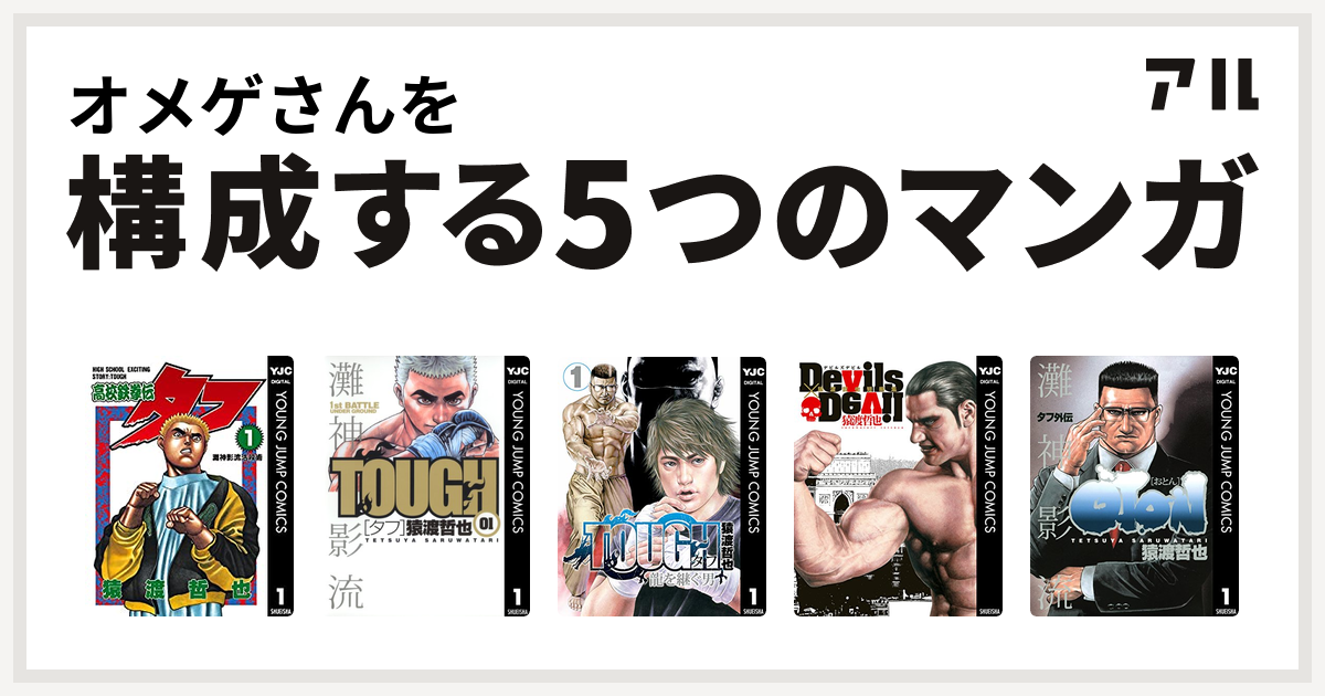 オメゲさんを構成するマンガは高校鉄拳伝タフ TOUGH-タフ- TOUGH