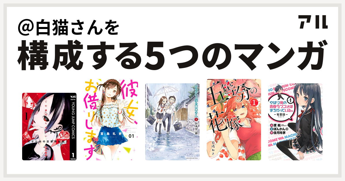 白猫さんを構成するマンガはかぐや様は告らせたい〜天才たちの恋愛頭脳  