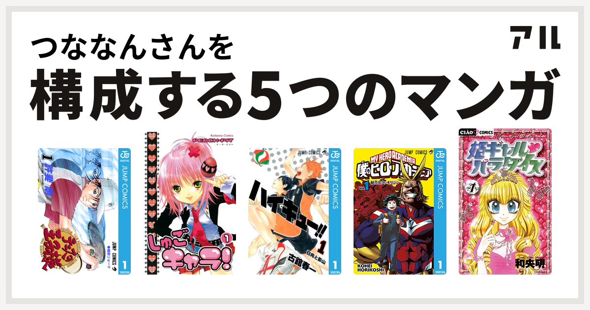 つななんさんを構成するマンガはテニスの王子様 しゅごキャラ ハイキュー 僕のヒーローアカデミア 姫ギャル パラダイス 私を構成する5つのマンガ アル