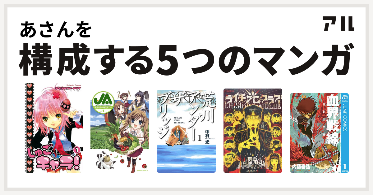 あさんを構成するマンガはしゅごキャラ Ja 女子によるアグリカルチャー 荒川アンダー ザ ブリッジ ライチ 光クラブ 血界戦線 私を構成する5つのマンガ アル