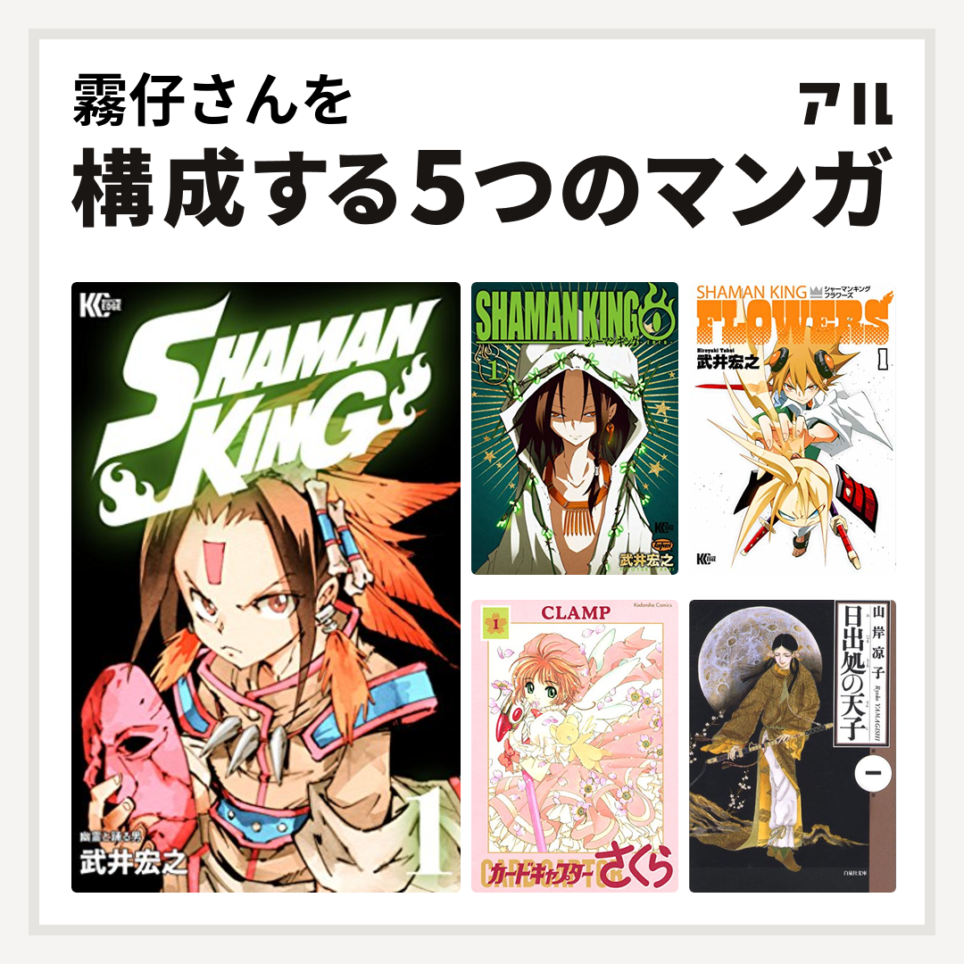 霧仔さんを構成するマンガはshaman King シャーマンキング シャーマンキング0 シャーマンキングflowers カードキャプターさくら 日出処の天子 私を構成する5つのマンガ アル