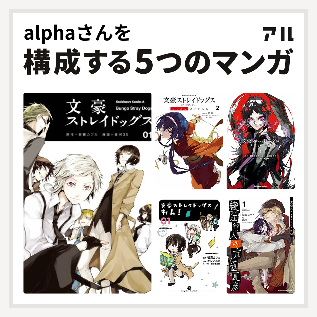 alphaさんを構成するマンガは文豪ストレイドッグス 文豪ストレイ 