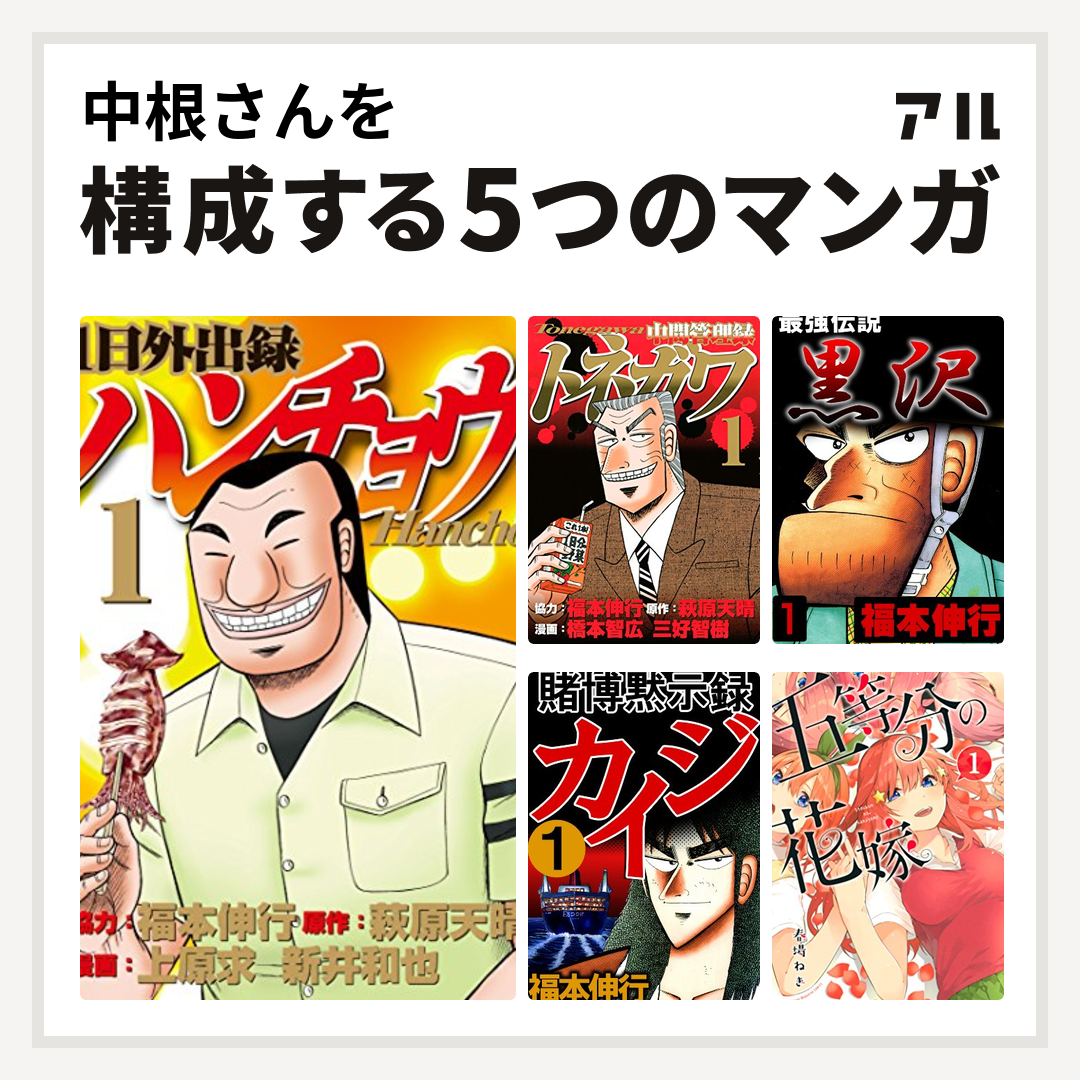 中根さんを構成するマンガは1日外出録ハンチョウ 中間管理録トネガワ