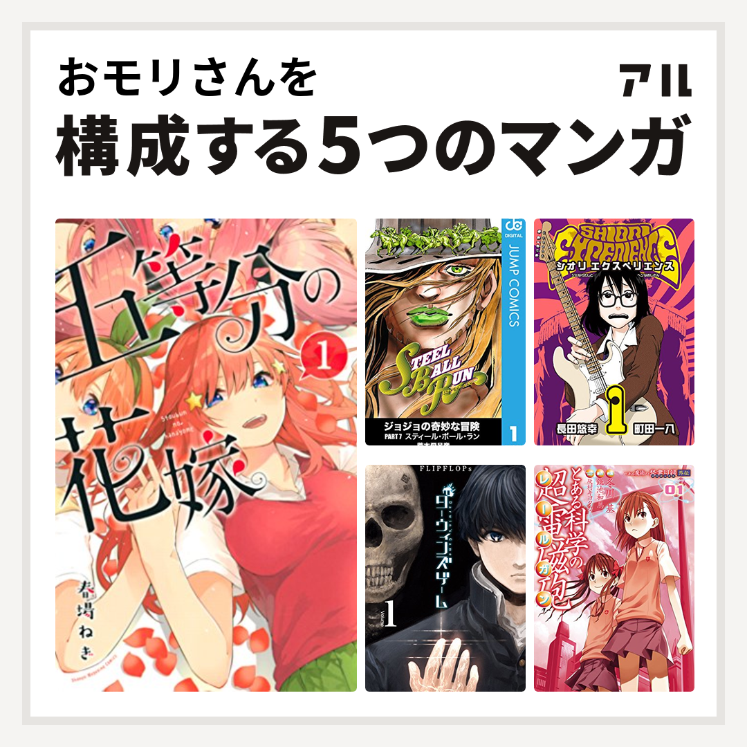 おモリさんを構成するマンガは五等分の花嫁 ジョジョの奇妙な冒険 第7