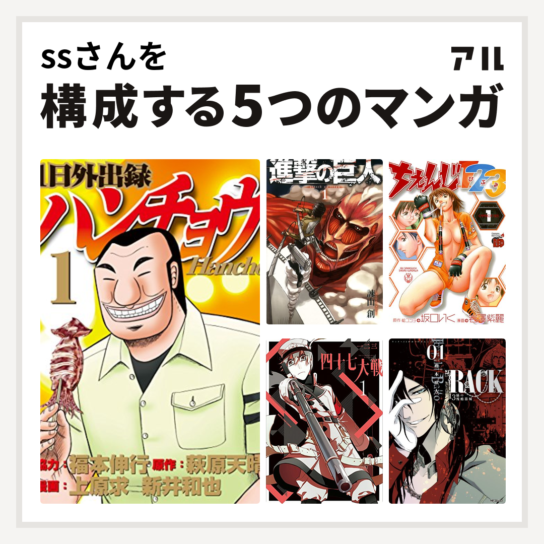 ssさんを構成するマンガは1日外出録ハンチョウ 進撃の巨人 ちぇ