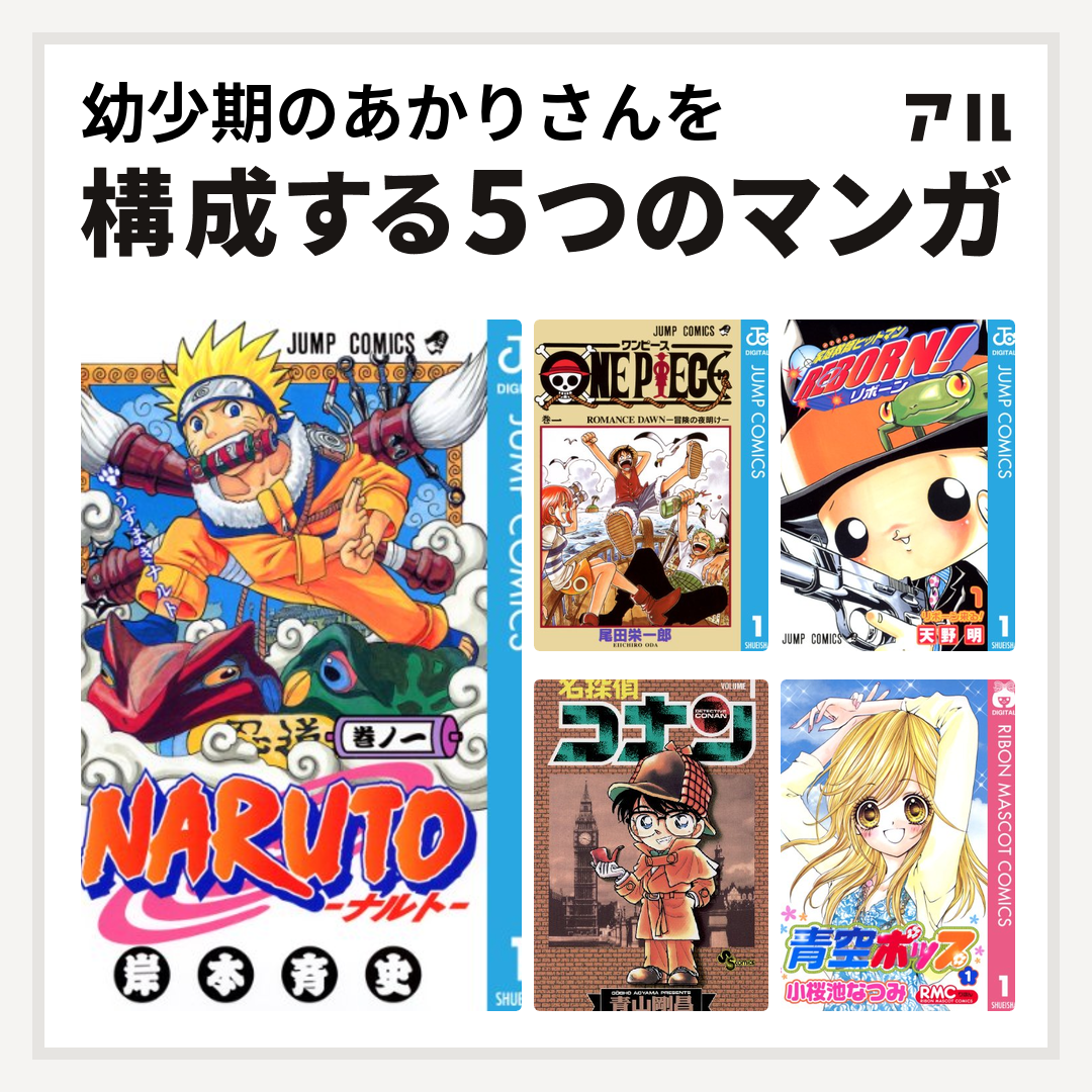 幼少期のあかりさんを構成するマンガはnaruto ナルト One Piece 家庭教師ヒットマンreborn 名探偵コナン 青空ポップ 私を構成する5つのマンガ アル