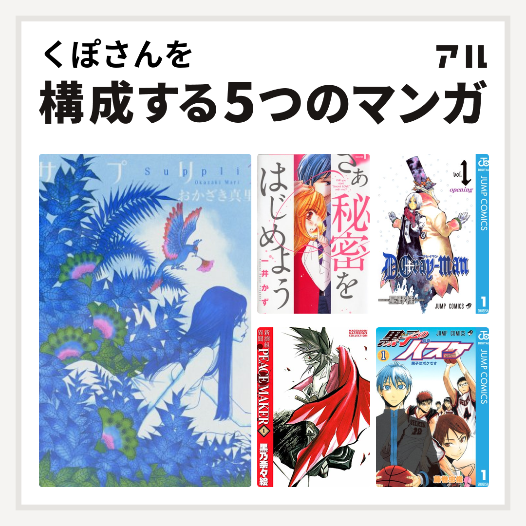 くぽさんを構成するマンガはサプリ さあ 秘密をはじめよう D Gray Man 黒子のバスケ 私を構成する5つのマンガ アル